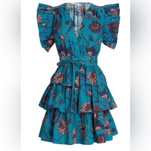 ULLA JOHNSON Sena Ruffled Cotton Mini Dress